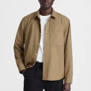 Madewell Twill Button-Up Shirt in Wool Blend Desert Brown Mens Medium NWT NW450